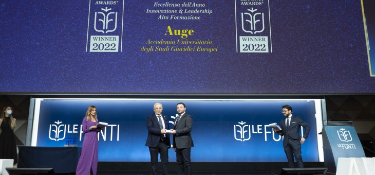 LE FONTI AWARDS: PREMIATA ACCADEMIA UNIVERSITARIA AUGE COME ECCELLENZA DELL’ANNO